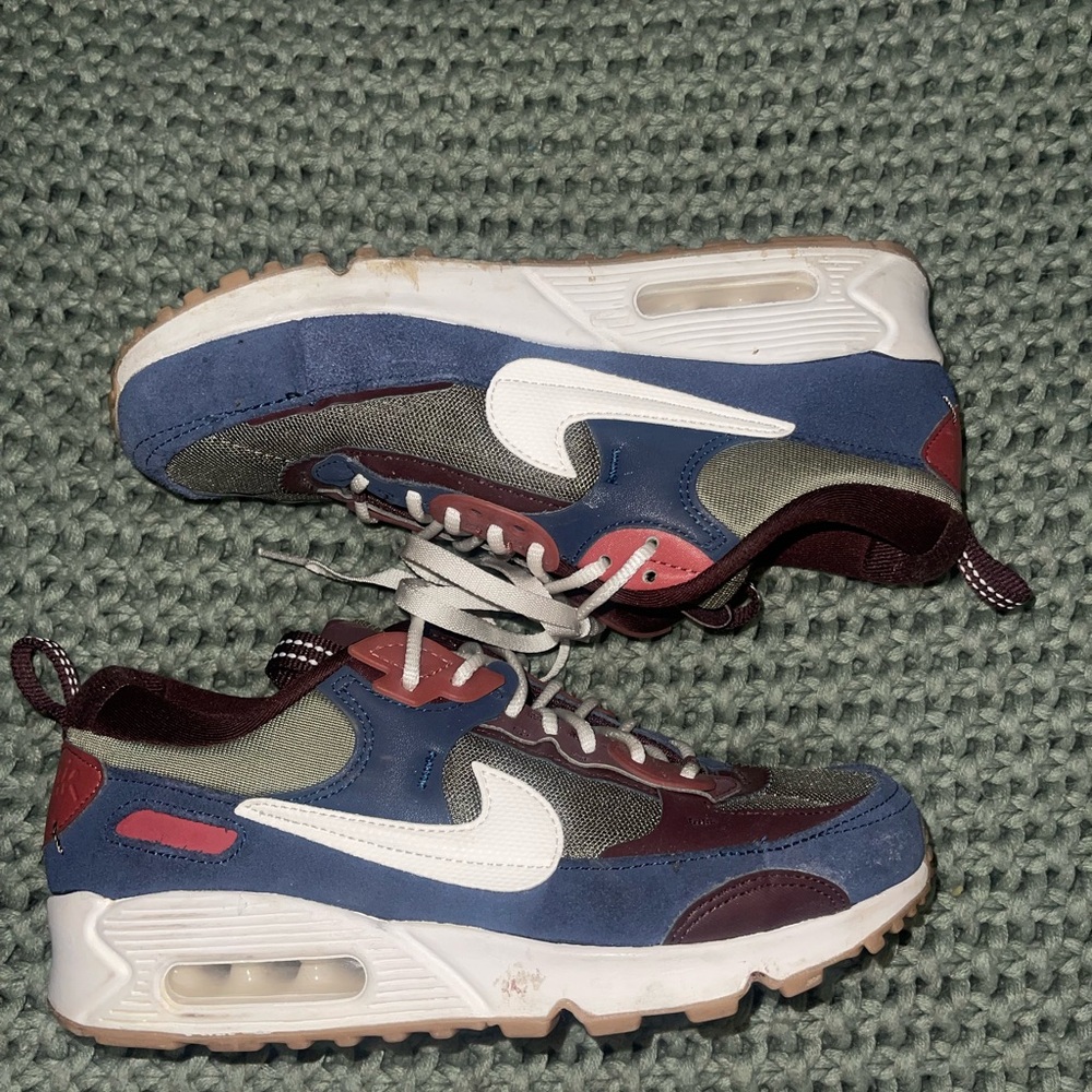 Nike Air Max Blue and Burgundy Sneakers
